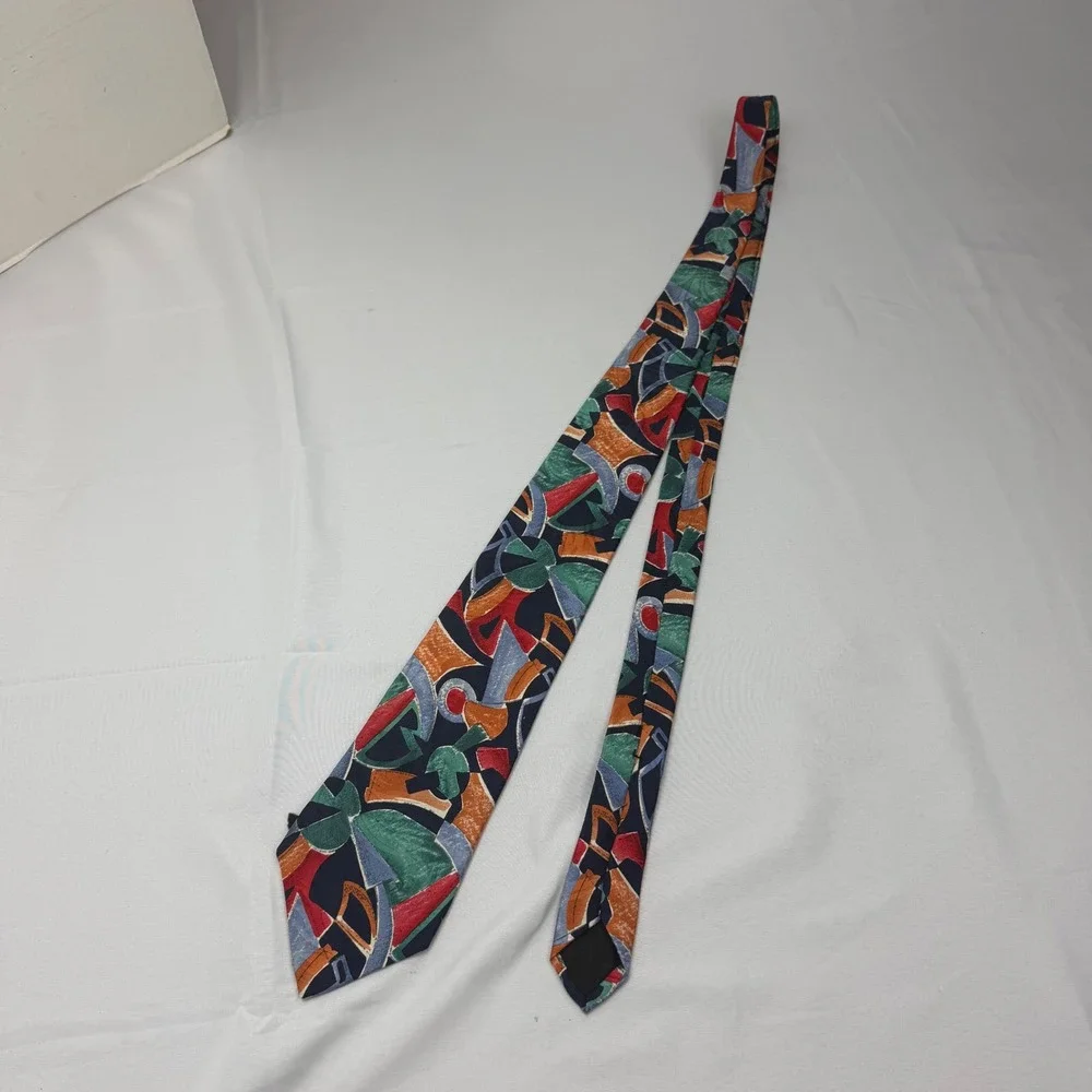 Countess Mara Necktie Mens 57x3.75Multicolor Abstract Geometric Silk Hand Tailor
